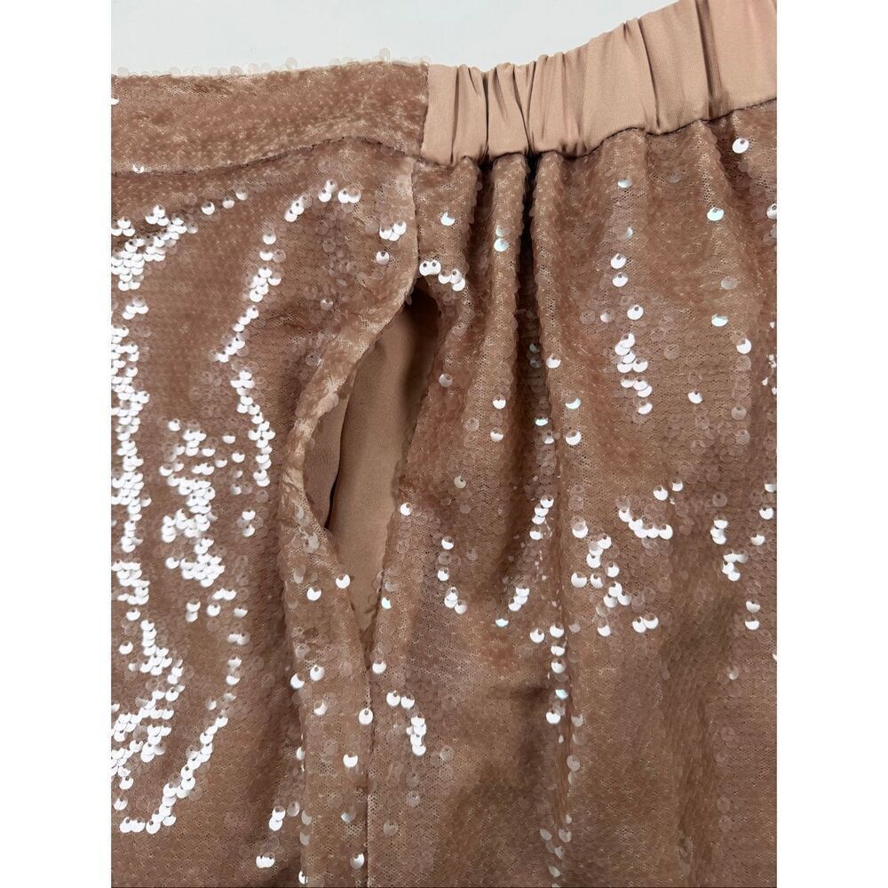 Ted Baker Milleit Matte Sequin Wide Leg Sequin High Rise Pant Light Pink Size 10 - Picture 10 of 12